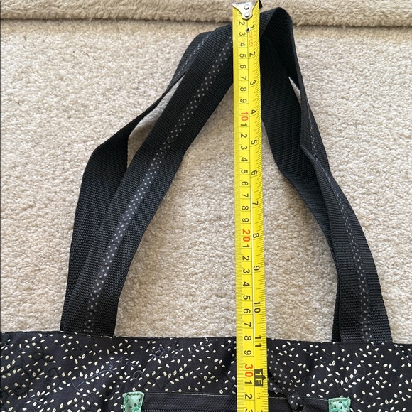 Goody Stylish Large Black Tote Bag with Green and Red Rose Accents - Picture 4 of 7